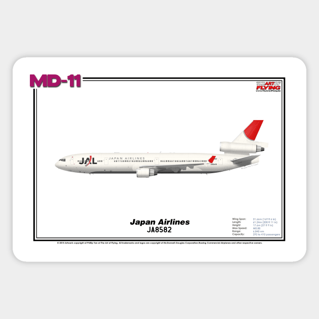 McDonnell Douglas MD-11 - Japan Airlines (Art Print) Sticker by TheArtofFlying